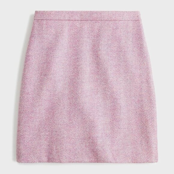 NWT J.Crew Wool Mini Skirt in Herringbone Ivory Mauve Size 10-B25 - Picture 4 of 10